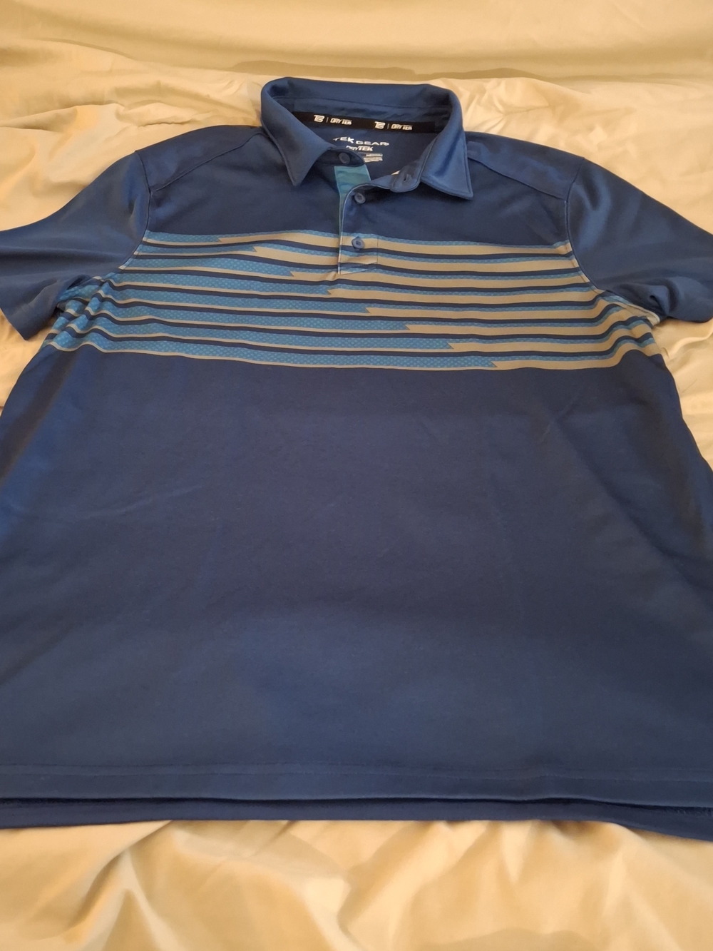 Tek Gear Men's Blue Striped Golf Polo Shirt - Picture 2 of 7